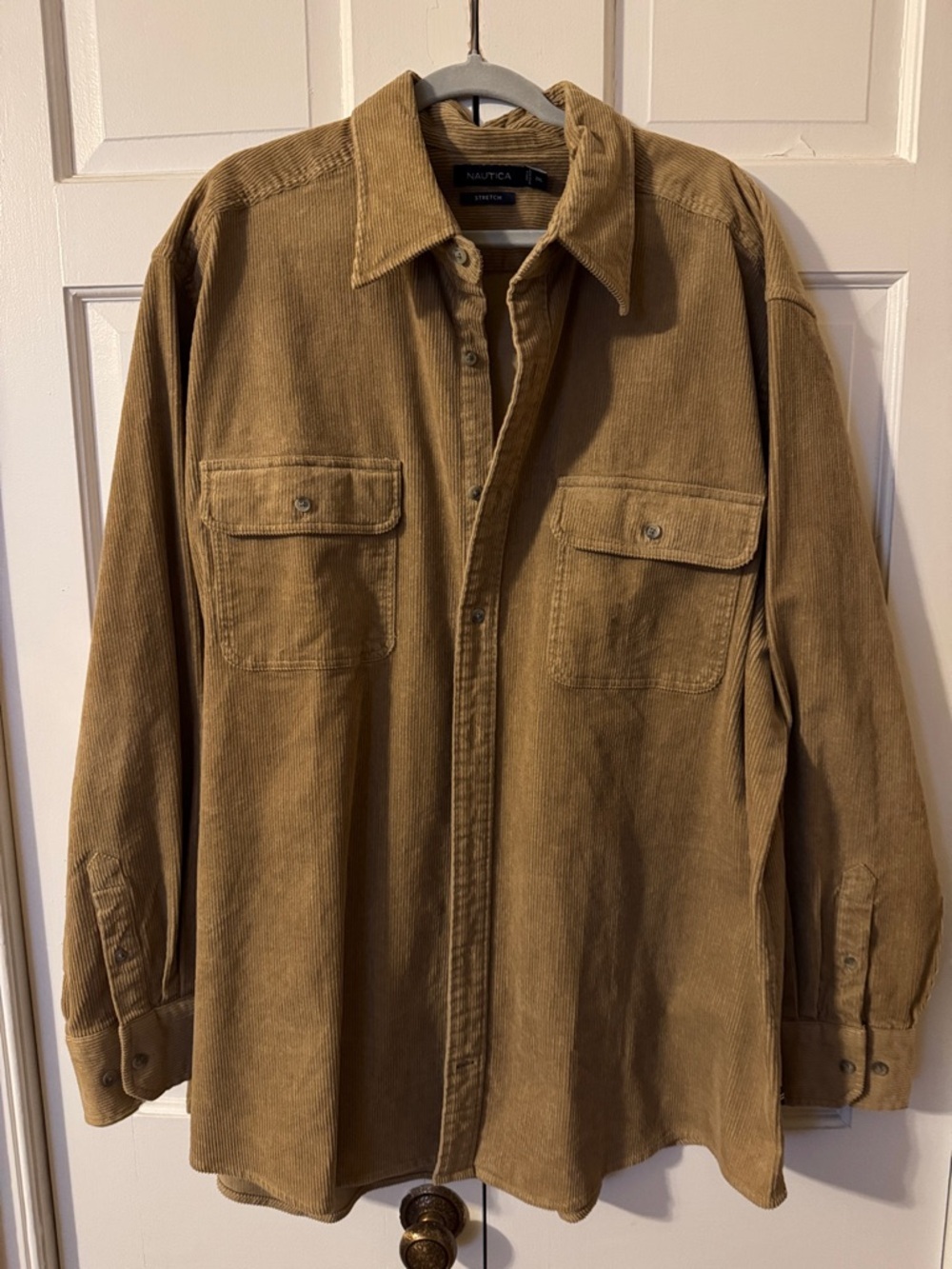NWOT Nautica Men's Corduroy Shirt Jacket in Tan Long Sleeves Size 2XL